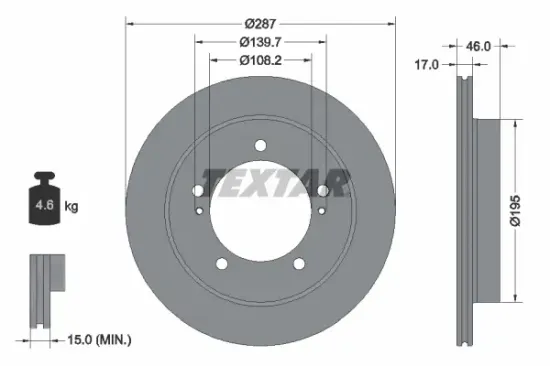 Bremsscheibe Vorderachse TEXTAR 92314103 Bild Bremsscheibe Vorderachse TEXTAR 92314103