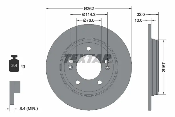 Bremsscheibe Hinterachse TEXTAR 92314403
