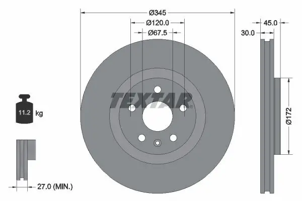 Bremsscheibe TEXTAR 92314505 Bild Bremsscheibe TEXTAR 92314505