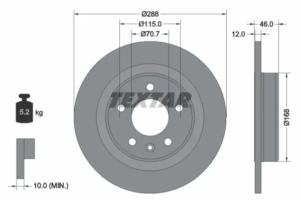 Bremsscheibe Hinterachse TEXTAR 92314603