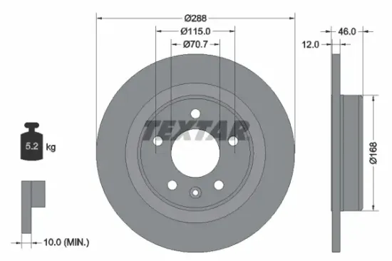 Bremsscheibe Hinterachse TEXTAR 92314603 Bild Bremsscheibe Hinterachse TEXTAR 92314603