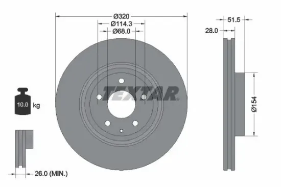 Bremsscheibe Vorderachse TEXTAR 92315203 Bild Bremsscheibe Vorderachse TEXTAR 92315203
