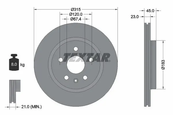 Bremsscheibe TEXTAR 92315803