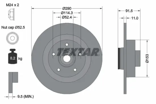 Bremsscheibe Hinterachse TEXTAR 92316503 Bild Bremsscheibe Hinterachse TEXTAR 92316503