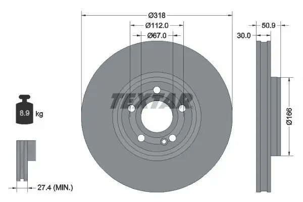 Bremsscheibe TEXTAR 92316705