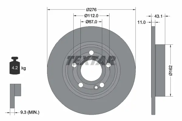 Bremsscheibe Hinterachse TEXTAR 92316803