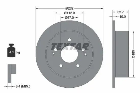 Bremsscheibe Hinterachse TEXTAR 92322203 Bild Bremsscheibe Hinterachse TEXTAR 92322203