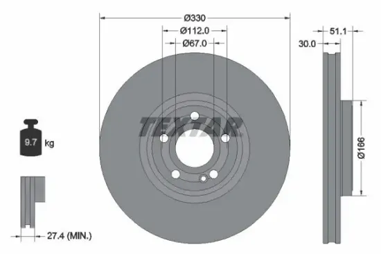 Bremsscheibe Vorderachse TEXTAR 92323305 Bild Bremsscheibe Vorderachse TEXTAR 92323305