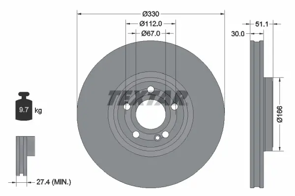 Bremsscheibe Vorderachse TEXTAR 92323305