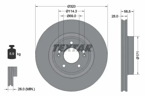 Bremsscheibe Vorderachse TEXTAR 92323605 Bild Bremsscheibe Vorderachse TEXTAR 92323605