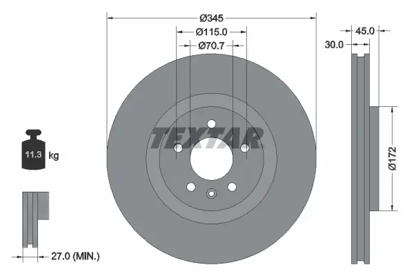Bremsscheibe Vorderachse TEXTAR 92323705