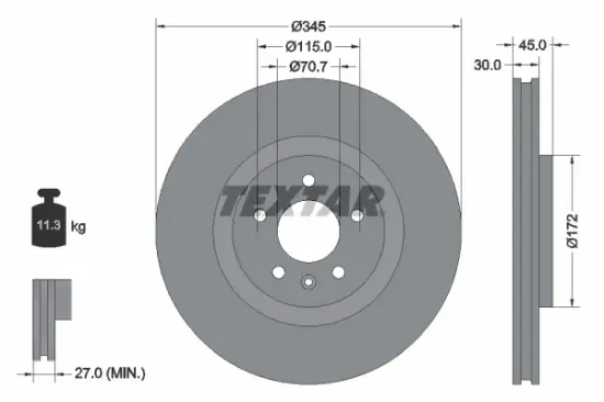 Bremsscheibe Vorderachse TEXTAR 92323705 Bild Bremsscheibe Vorderachse TEXTAR 92323705