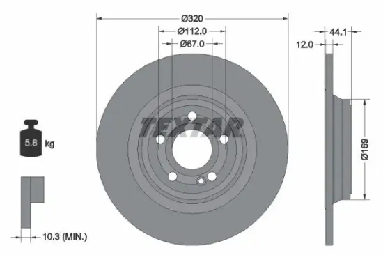 Bremsscheibe Hinterachse TEXTAR 92324303 Bild Bremsscheibe Hinterachse TEXTAR 92324303