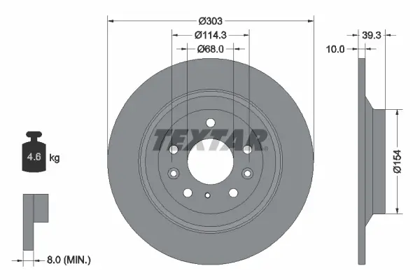 Bremsscheibe Hinterachse TEXTAR 92324803