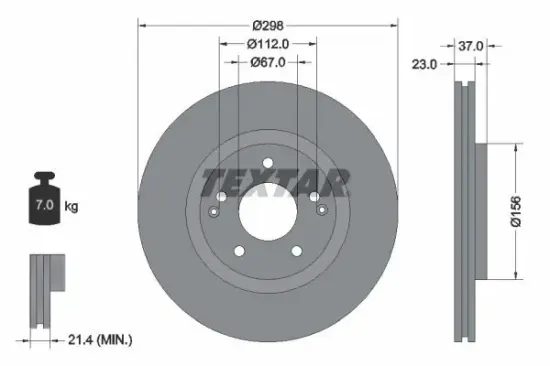 Bremsscheibe Vorderachse TEXTAR 92324903 Bild Bremsscheibe Vorderachse TEXTAR 92324903