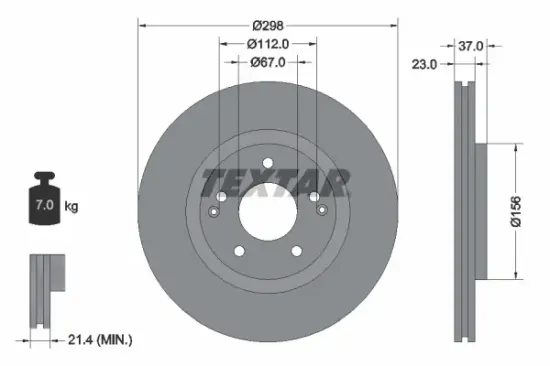 Bremsscheibe Vorderachse TEXTAR 92324903 Bild Bremsscheibe Vorderachse TEXTAR 92324903
