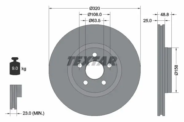 Bremsscheibe TEXTAR 92326103 Bild Bremsscheibe TEXTAR 92326103