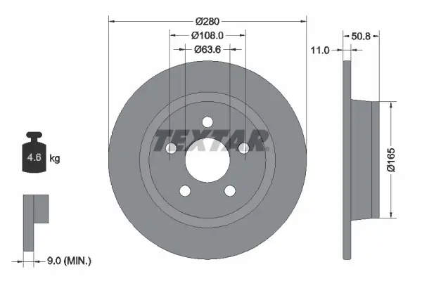 Bremsscheibe Hinterachse TEXTAR 92326403