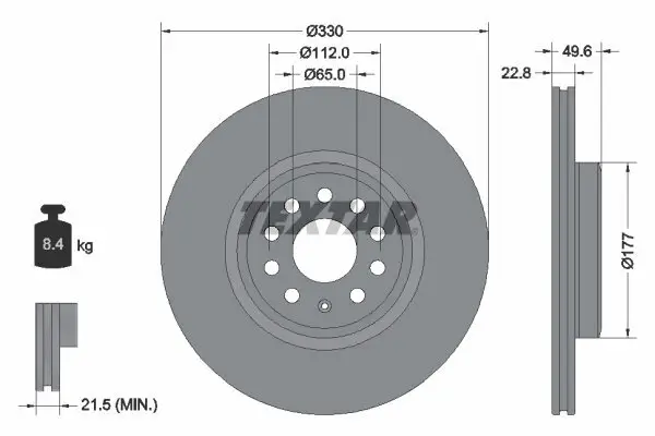 Bremsscheibe Vorderachse TEXTAR 92327103