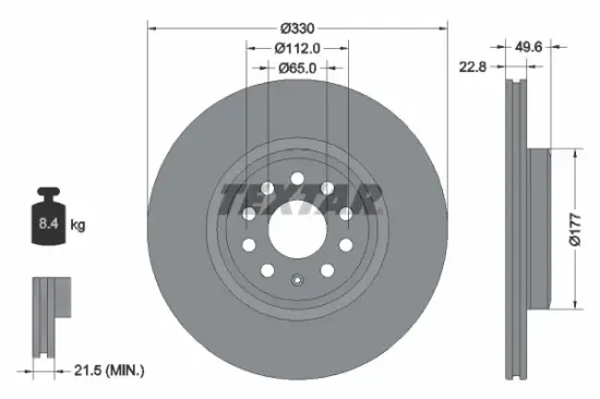 Bremsscheibe Vorderachse TEXTAR 92327103 Bild Bremsscheibe Vorderachse TEXTAR 92327103