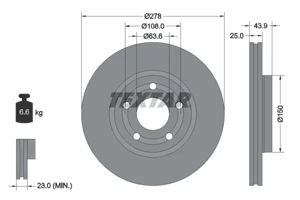 Bremsscheibe Vorderachse TEXTAR 92327503