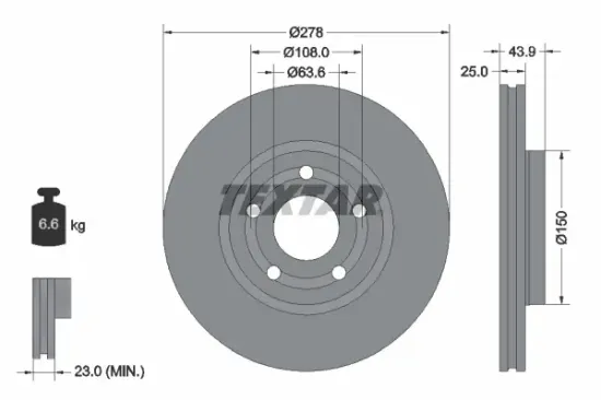 Bremsscheibe Vorderachse TEXTAR 92327503 Bild Bremsscheibe Vorderachse TEXTAR 92327503