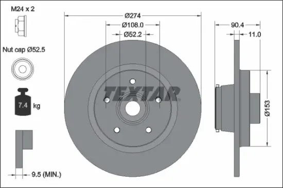 Bremsscheibe Hinterachse TEXTAR 92329403 Bild Bremsscheibe Hinterachse TEXTAR 92329403