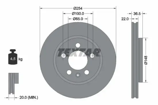 Bremsscheibe Hinterachse TEXTAR 92329503 Bild Bremsscheibe Hinterachse TEXTAR 92329503
