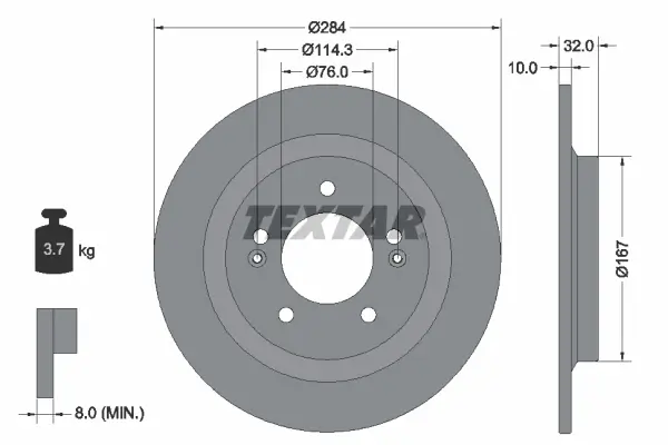 Bremsscheibe Hinterachse TEXTAR 92333303