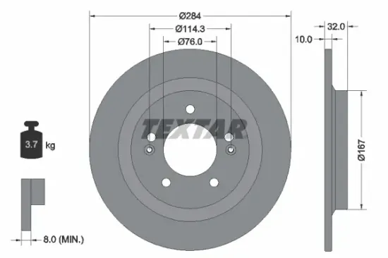 Bremsscheibe Hinterachse TEXTAR 92333303 Bild Bremsscheibe Hinterachse TEXTAR 92333303