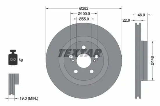Bremsscheibe Vorderachse TEXTAR 92333503 Bild Bremsscheibe Vorderachse TEXTAR 92333503