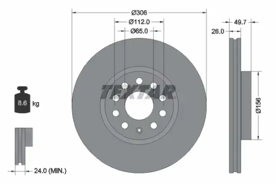 Bremsscheibe Vorderachse TEXTAR 92334805 Bild Bremsscheibe Vorderachse TEXTAR 92334805
