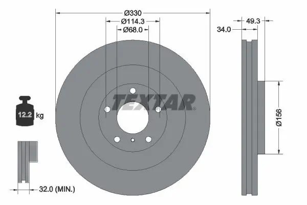 Bremsscheibe Vorderachse TEXTAR 92336003