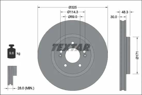 Bremsscheibe Vorderachse TEXTAR 92337103 Bild Bremsscheibe Vorderachse TEXTAR 92337103