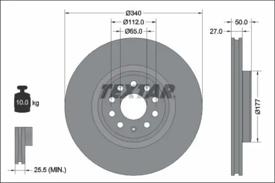 Bremsscheibe Vorderachse TEXTAR 92337405 Bild Bremsscheibe Vorderachse TEXTAR 92337405