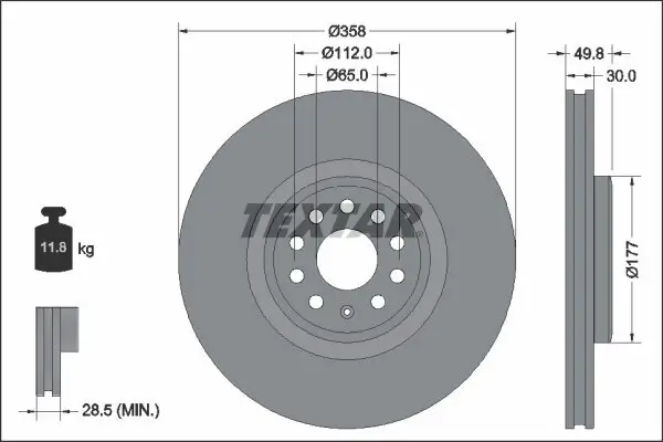 Bremsscheibe Vorderachse TEXTAR 92337505