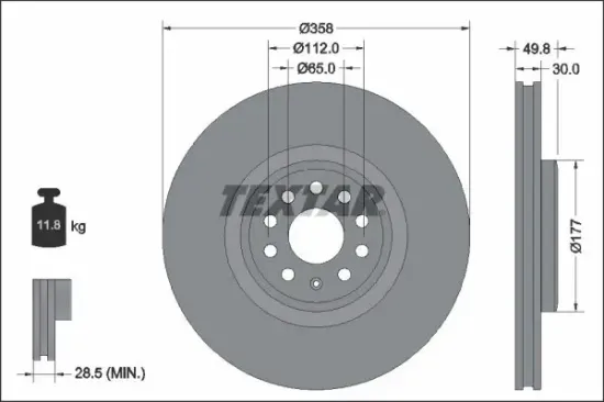 Bremsscheibe Vorderachse TEXTAR 92337505 Bild Bremsscheibe Vorderachse TEXTAR 92337505