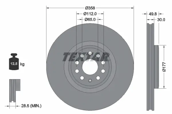 Bremsscheibe Vorderachse TEXTAR 92337505