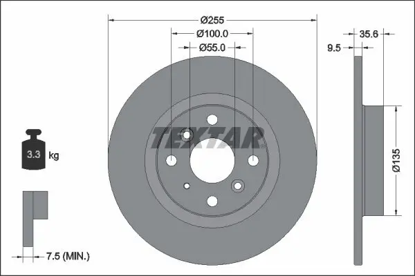 Bremsscheibe Hinterachse TEXTAR 92338203
