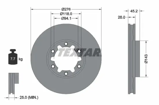 Bremsscheibe Vorderachse TEXTAR 92338603 Bild Bremsscheibe Vorderachse TEXTAR 92338603