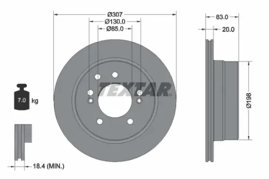 Bremsscheibe Hinterachse TEXTAR 92341003 Bild Bremsscheibe Hinterachse TEXTAR 92341003