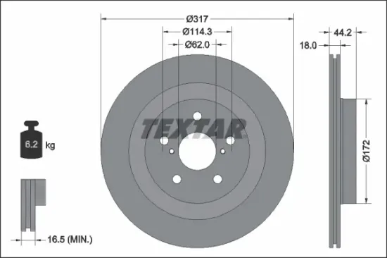 Bremsscheibe Hinterachse TEXTAR 92343103 Bild Bremsscheibe Hinterachse TEXTAR 92343103