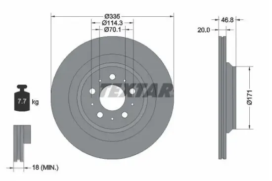 Bremsscheibe Hinterachse TEXTAR 92343303 Bild Bremsscheibe Hinterachse TEXTAR 92343303