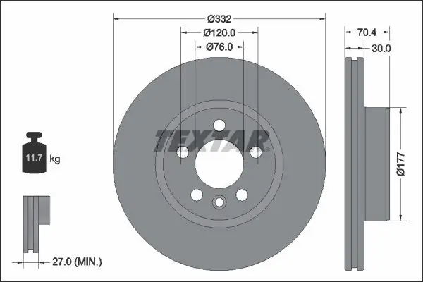 Bremsscheibe Vorderachse TEXTAR 92345105