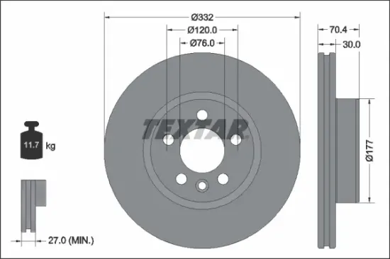 Bremsscheibe Vorderachse TEXTAR 92345105 Bild Bremsscheibe Vorderachse TEXTAR 92345105