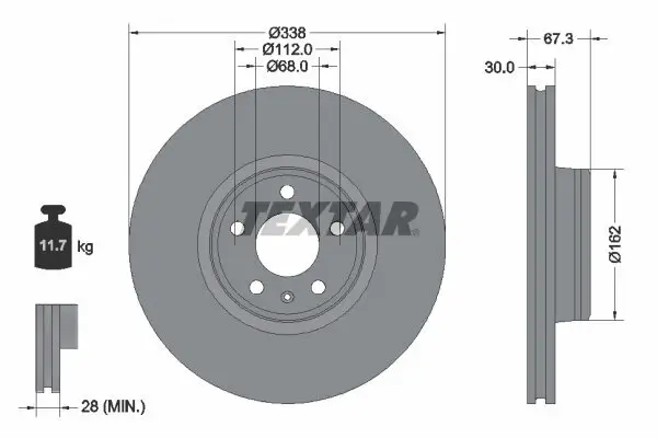 Bremsscheibe Vorderachse TEXTAR 92345505