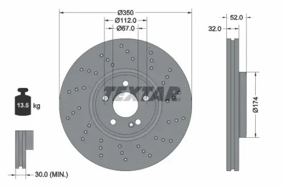 Bremsscheibe Vorderachse TEXTAR 92345605 Bild Bremsscheibe Vorderachse TEXTAR 92345605