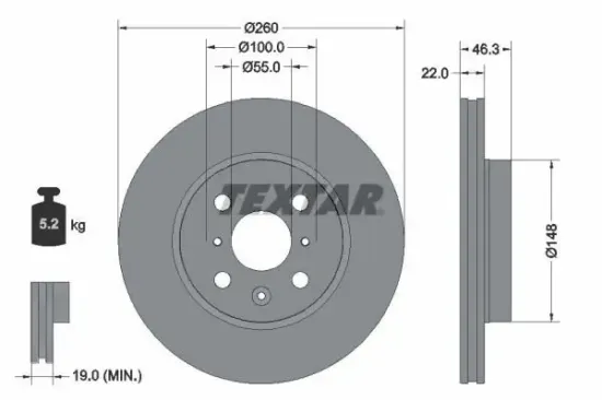 Bremsscheibe Vorderachse TEXTAR 92346103 Bild Bremsscheibe Vorderachse TEXTAR 92346103