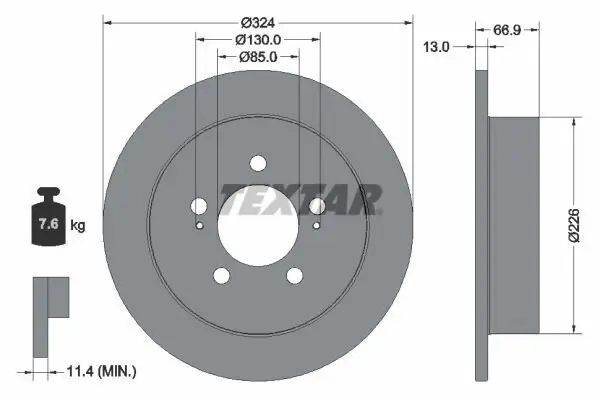 Bremsscheibe Hinterachse TEXTAR 92347403