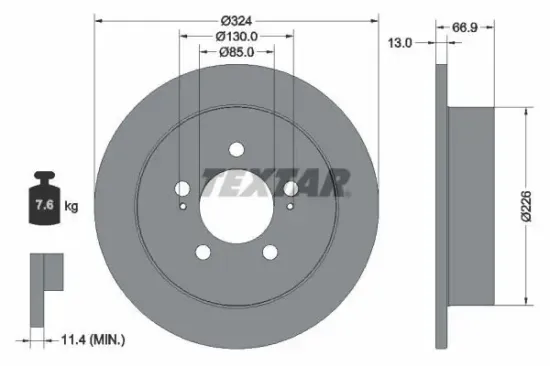 Bremsscheibe Hinterachse TEXTAR 92347403 Bild Bremsscheibe Hinterachse TEXTAR 92347403